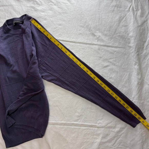 Bachrach Purple 100% Silk Slim Knit Pullover Sweater Sz XL Preppy Minimalist - Picture 6 of 6